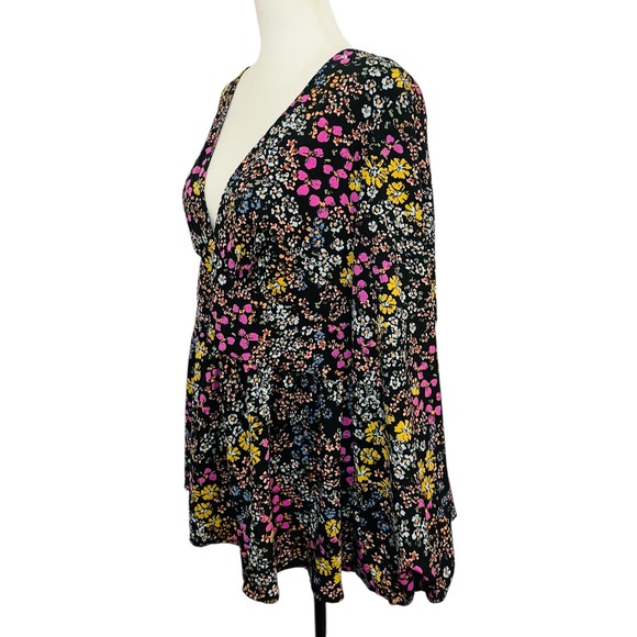 Shein Curve Floral Blouse Long‎ Sleeve V Neck Button Front 1XL - Picture 6 of 11
